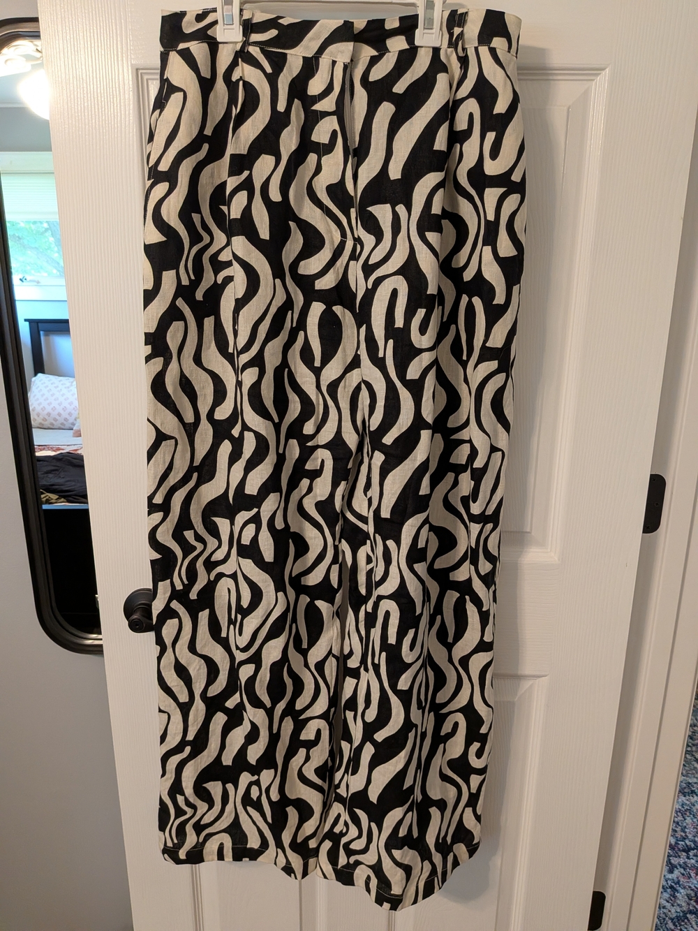 Faithfull the Brand Black and White Abstract Wide-Leg Pants